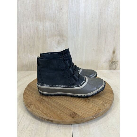 Sorel Out N About Waterproof Black Leather Rain Duck Boots Womens Size 5.5 - Picture 3 of 8